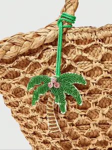 Handmade Coconut Tree Bead Decoration, Ocean Life & Fruit Patterns Pendant Necklace, Perfect for Travel & Vacation