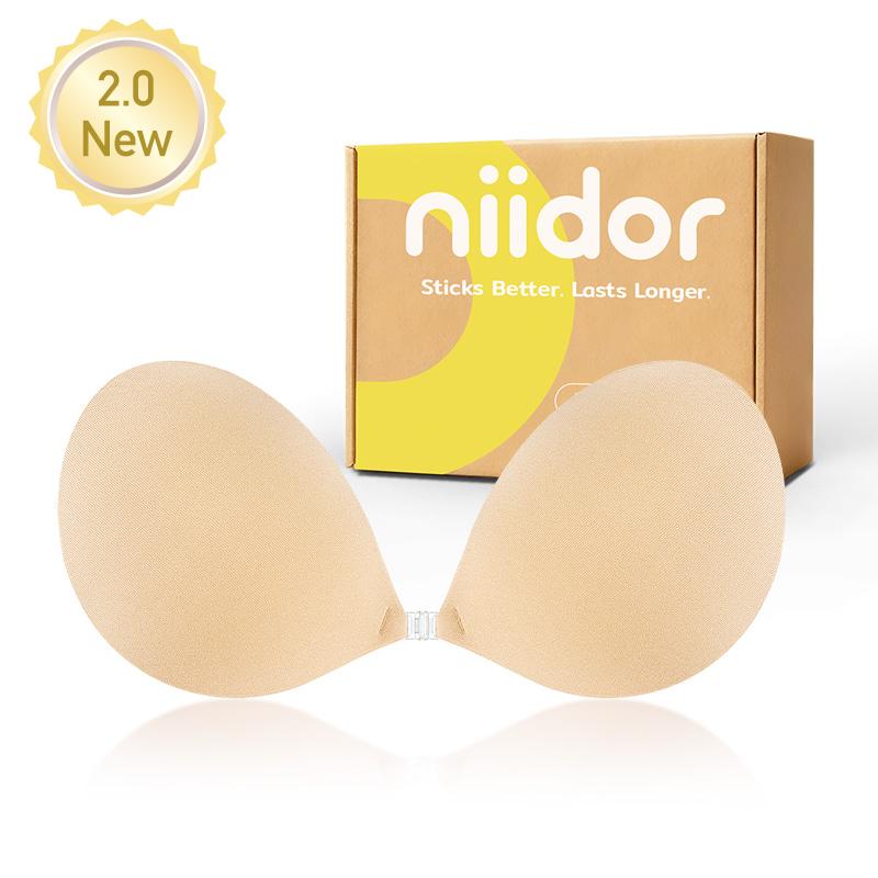 Niidor 2.0 New Fabric Bra Strapless Sticky Invisible Bra with Front Closure Sticky Invisible Push up Bra Reusable, Gift
