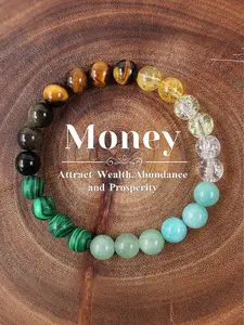 Attract Wealth and Prosperity Natural Crystal Bracelet, Quartz, East Turquoise, Peacock Stone, Perfect Gift for Friends
