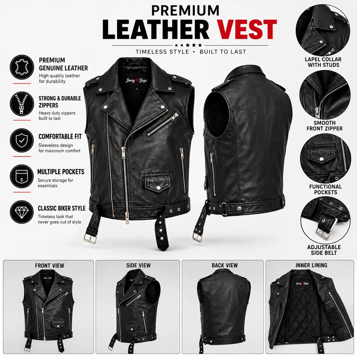 Rogue Rider Leather Biker Vest
