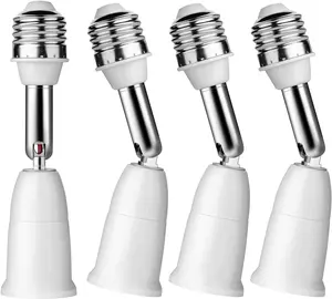 E26/E27 Light Bulb Socket Extender Adapter,180  Bendable Light Fixture, E26/E27 to E26/E27 Medium Base Adjustable Socket Converter Extension(4 PCS)