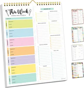 Decorably 52 Sheets Pastel Undated Magnetic Weekly Meal Planner and Grocery List Notepad with 4 Strong Magnets - 8.5X11In Spring-Bound, Refrigerator Mountable, Easy Tear-Off Design