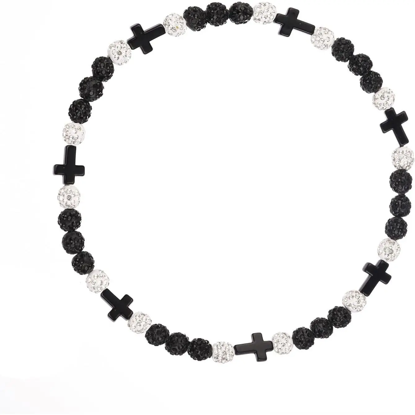 KF5-NKL06  19ln    Baseball Beaded Cross Necklace for Boys Girls Kids Men,Rhinestone Discoball Bling Necklace -Baseball Ice Cross Necklace Drip Gifts for Players Athletes Christian