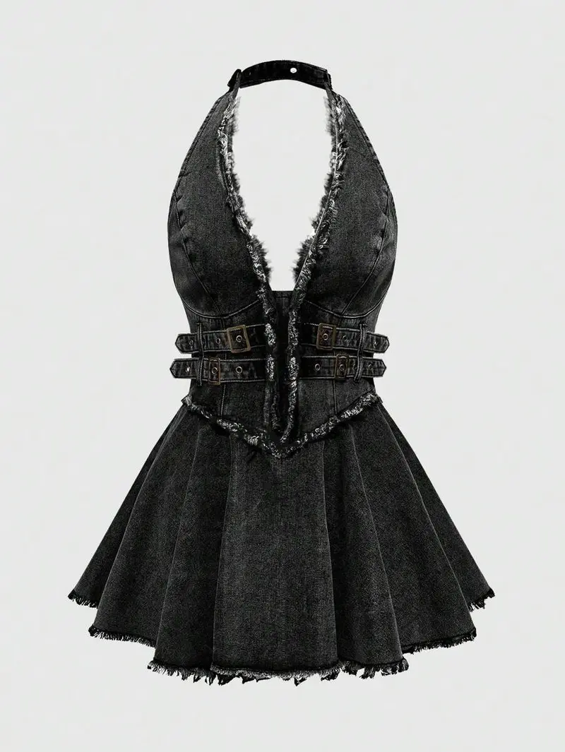 grunge cocktail dress Gothic Grunge Spaghetti Strap Plaid Mini Dress mp005895 main image 1