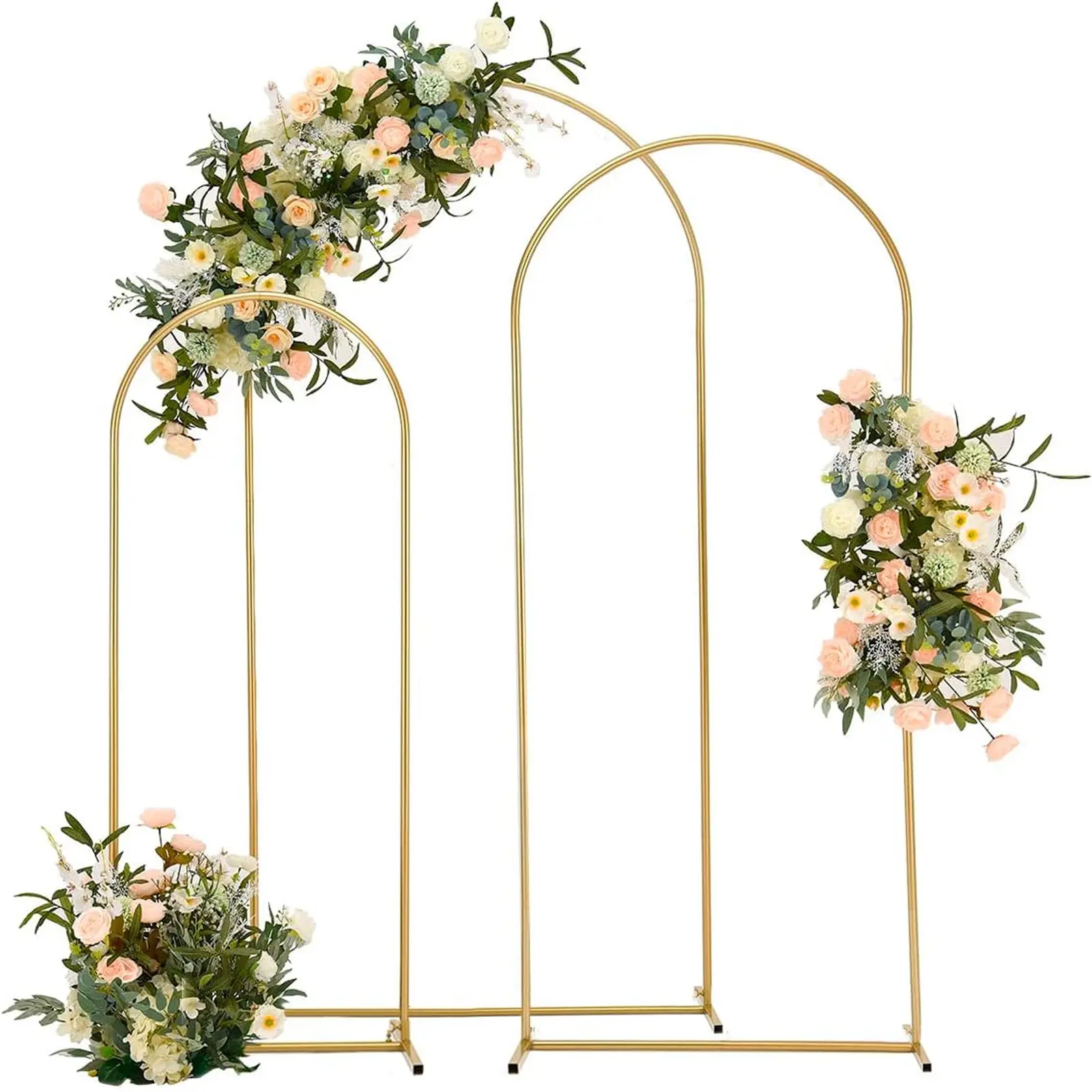 Wedding Arch Backdrop Stand 7.2FT, 6.6FT, 6FT Set of 3 Gold Metal Arch Backdrop Stand for Wedding Ceremony Birthday Bridal Party Event Decoration, Garden Climbing Plant Fram