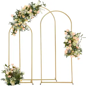 Wedding Arch Backdrop Stand 7.2FT, 6.6FT, 6FT Set of 3 Gold Metal Arch Backdrop Stand for Wedding Ceremony Birthday Bridal Party Event Decoration, Garden Climbing Plant Fram