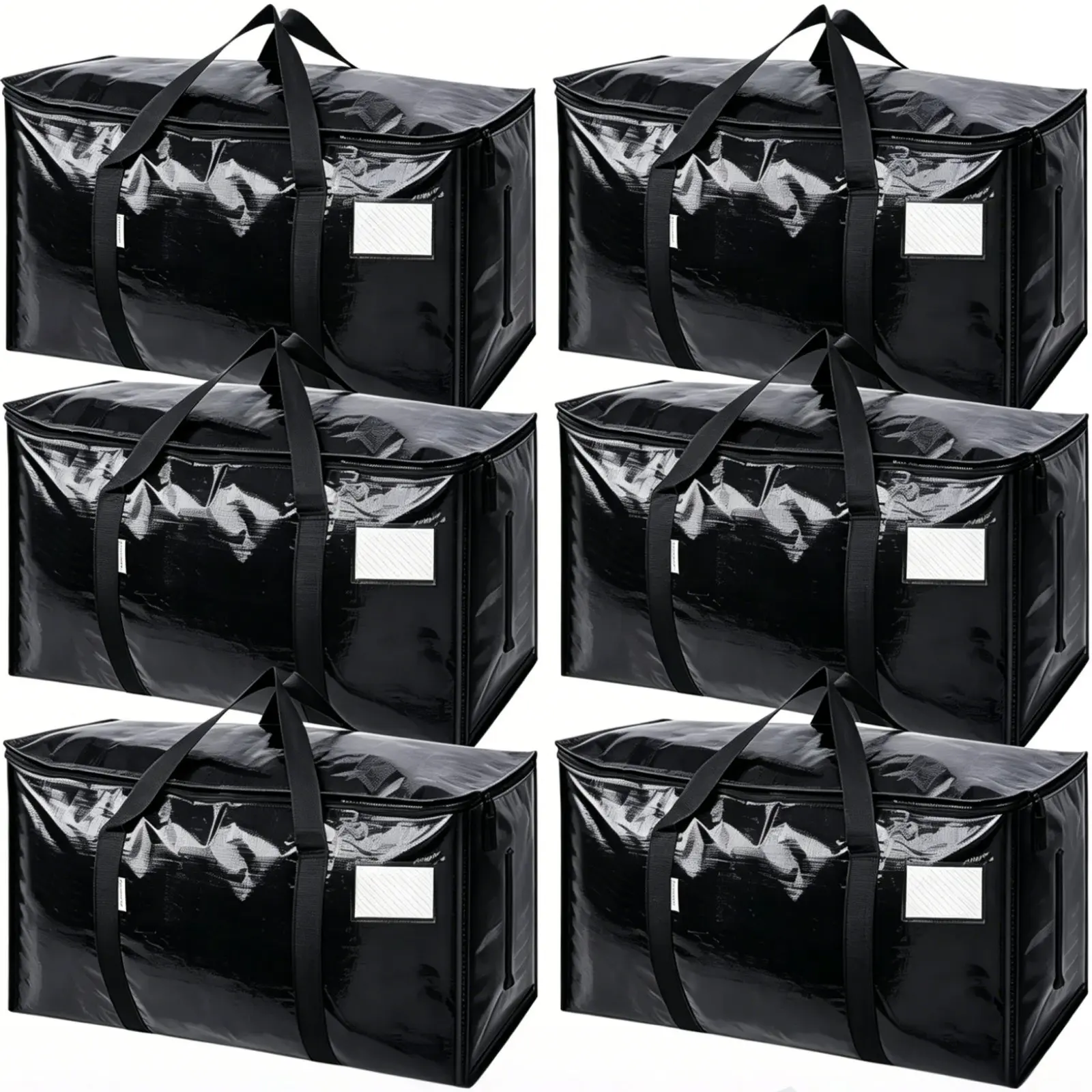6-Pack Modern Heavy-Duty Polypropylene Folding Packing Bags Set, Extra-Large 180GSM Waterproof Storage Totes with Reinforced Handles, Space-Saving Luggage for College Students, Replaces Boxes for Dorm Essentials