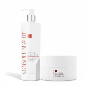 Caviar Cleanser & Peel Duo – Gentle Makeup Removal & Nightly Micro-Dose Caviar Resurfacing Treatment, 30 Pre-Soaked Discs Skin Repair Set Ultimate Glow Kit