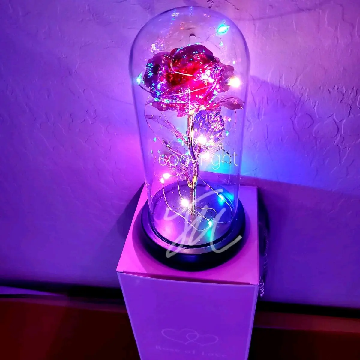 Red galaxy rose glass dome Decoration Colorful Red galaxy rose glass dome Decoration Colorful