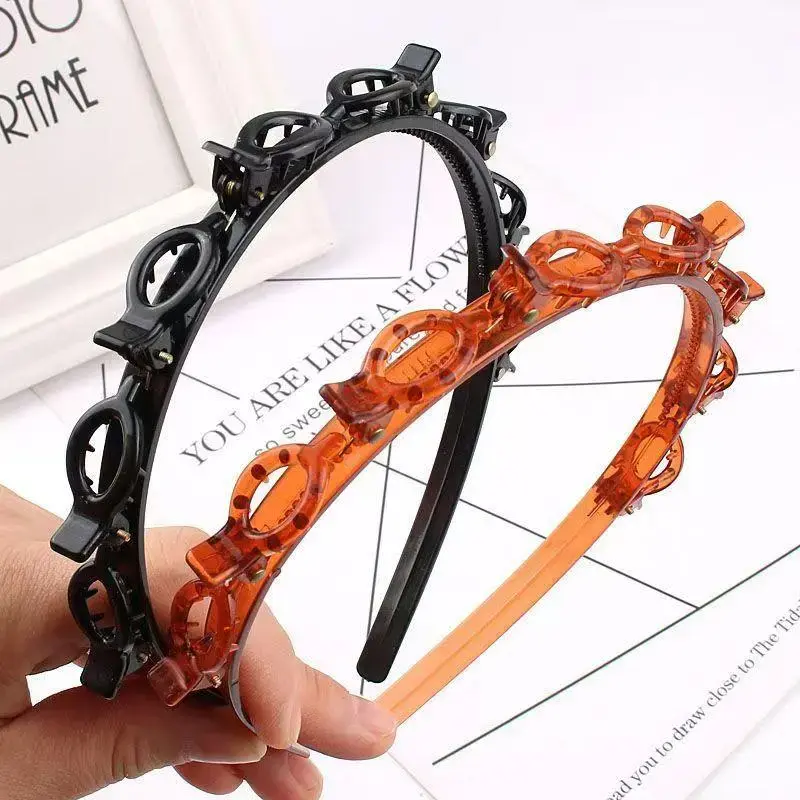 Styling Hair Clip Decor Headbands Bangs , Gifts for Girlfriend, Novelty Multifunction Hair Hoop with Clips, Fashionable Ponytails Hairstyle Accessories for Women, Minimalist Headwear, Trendy Hair Hoop, Knotted Headband Set