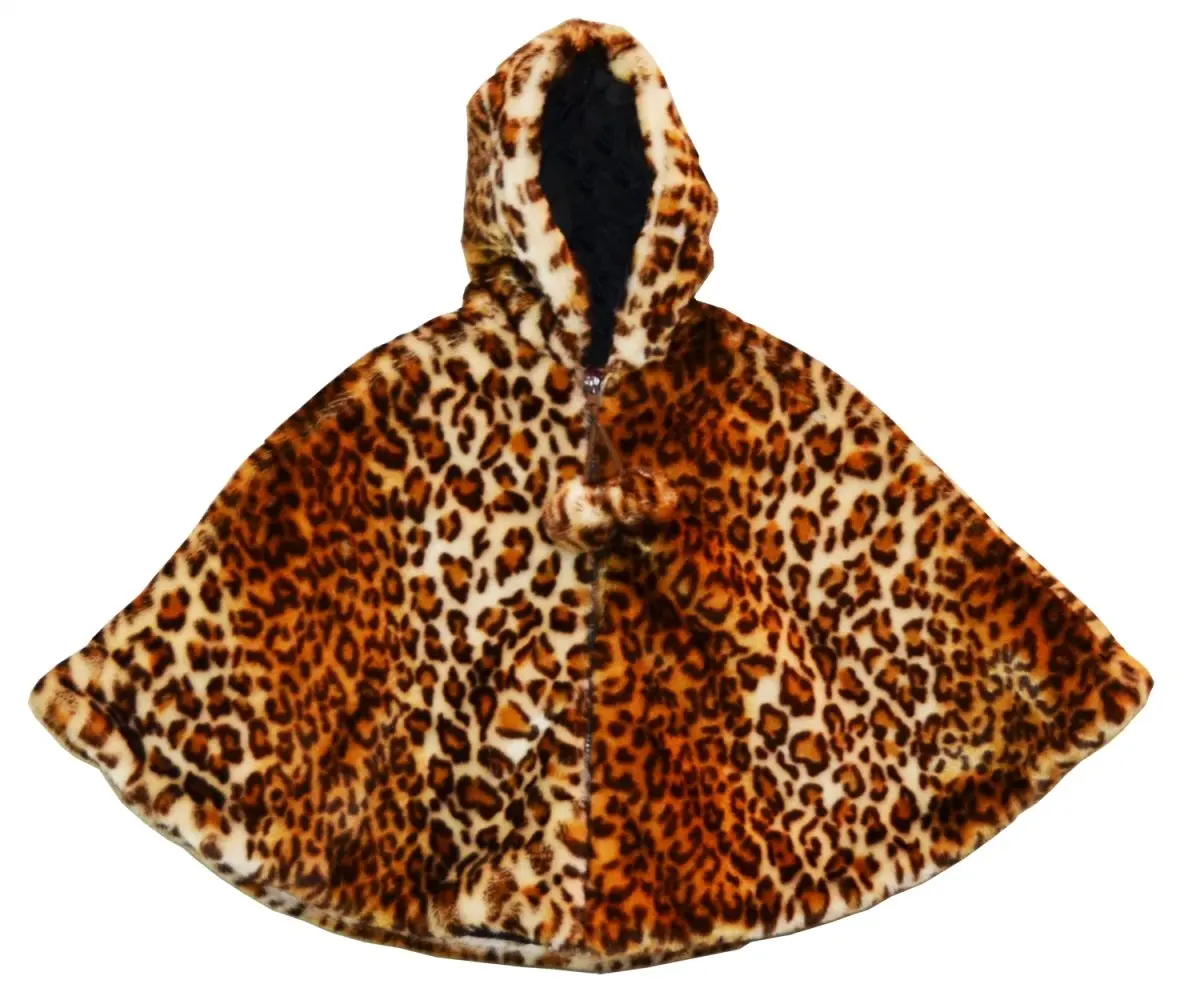 Men's Small High-Quality Brown Leopard Animal Print Poncho Costume Top, Special Occasion & Party Menswear Clothes, Tops