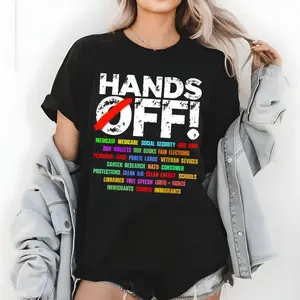 Hands Off Protest Shirt, Trendy Political Hands Off Protest Tee, Hands Off Medicaid Medicare Social Security