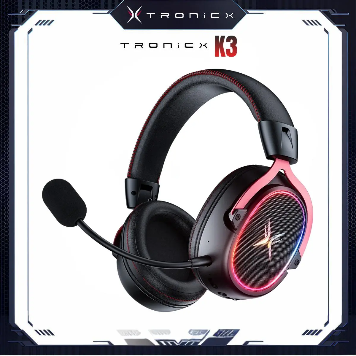 TAGRY TRONICX K3 Gaming Headset Version 5.3, 7.1 Surround Sound, 50mm Drivers, Low Latency ENC Microphone for PC PS4 PS5 for PC Laptop Headphone Audio for Gaming & Music