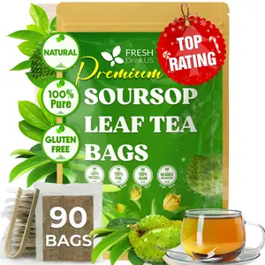 FreshDrinkUS Soursop Tea, Premium Soursop Graviola Leaf Tea Bags, Guanábana leaves - Hojas de guanábana, 100% Natural and Pure from Soursop Leaves, Natural Digestion Support, Nutrient-Rich, No Sugar, No Caffeine