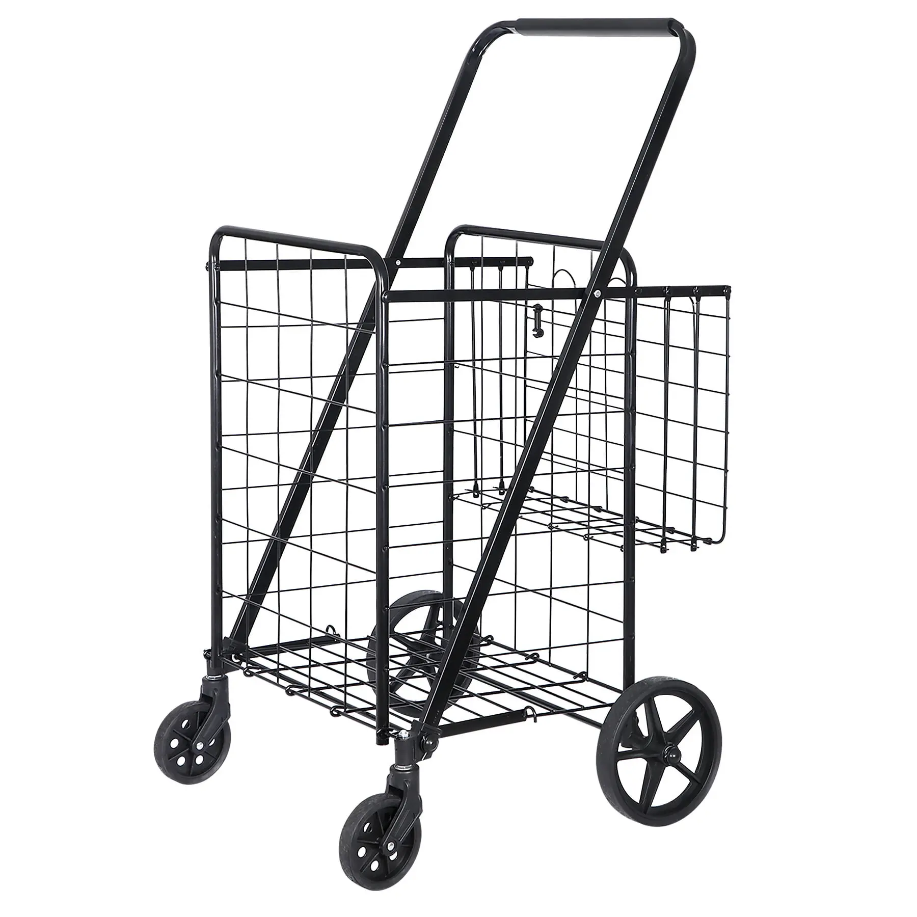 Segawe Heavy-Duty Steel Collapsible Garden Cart - 88lbs Max Load Folding Wagon with Transport Wheels, Portable Trolley for Home Supplies Storage, Heavy-Duty Tasks, Steel Garden Cart,summerwins
