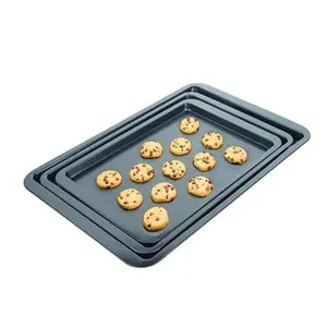 212 MAIN 3-Piece Gray Nonstick Cookie Sheet Set - Oven-Safe Baking Trays, Essential Kitchenware Bakeware Pans for Cooking