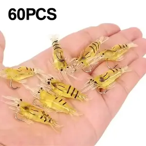 30PCS Realistic Shrimp Soft Lures, Pre-Rigged Silicone Artificial Bait with Hooks, Freshwater Saltwater Fishing Lures for Bass Trout Redfish Snook, Slow Sinking Swimbaits for Inshore Surf Fishing