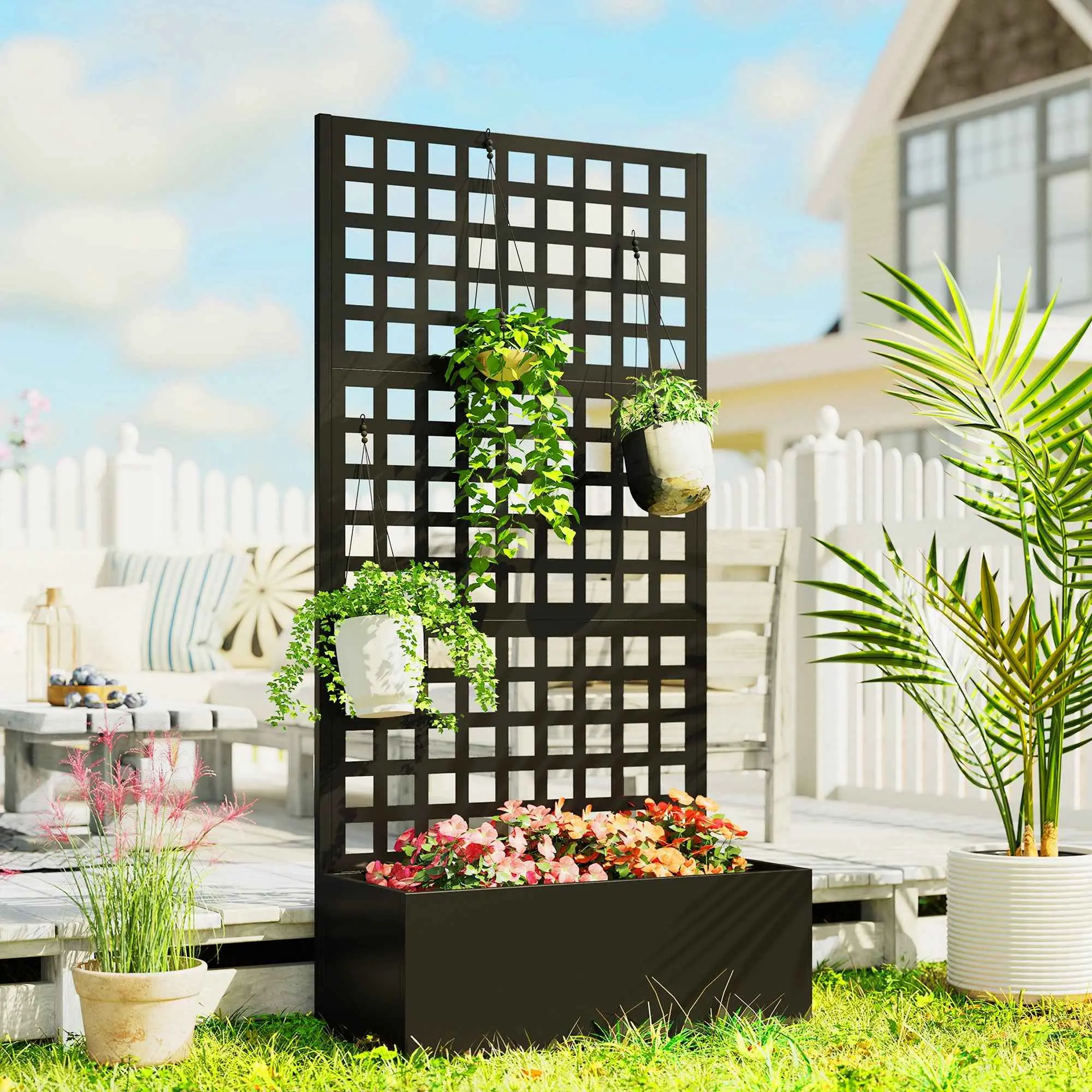 Elevate Your Garden Aesthetic with Our Galvanized Raised Planter Box & Garden Trellis