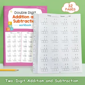 32-Page children's math workbook, multiplication, division, addition and subtraction within 1000, math learning, practice activity worksheet