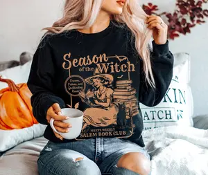 Retro Season Of the Witch Sweatshirt, Salem Book Club Sweatshirt, Witchy Stuff, Salem Bookish Halloween Crew Neck, Fall Book Lover Sweater