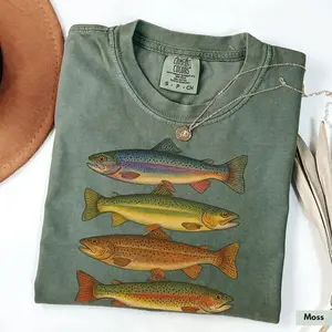 Comfort Colors Trout Fish Shirt, Vintage Fish Shirt, Retro Fish Shirt, Fishing Shirt, Fishermen, Rainbow Trout Fishing Shirt, Fishing Lover - TrendWear USA