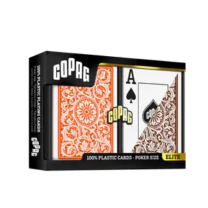 Copag 1546 100% Plastic Playing Cards – Poker Size Jumbo Index (Orange & Brown Double Deck)