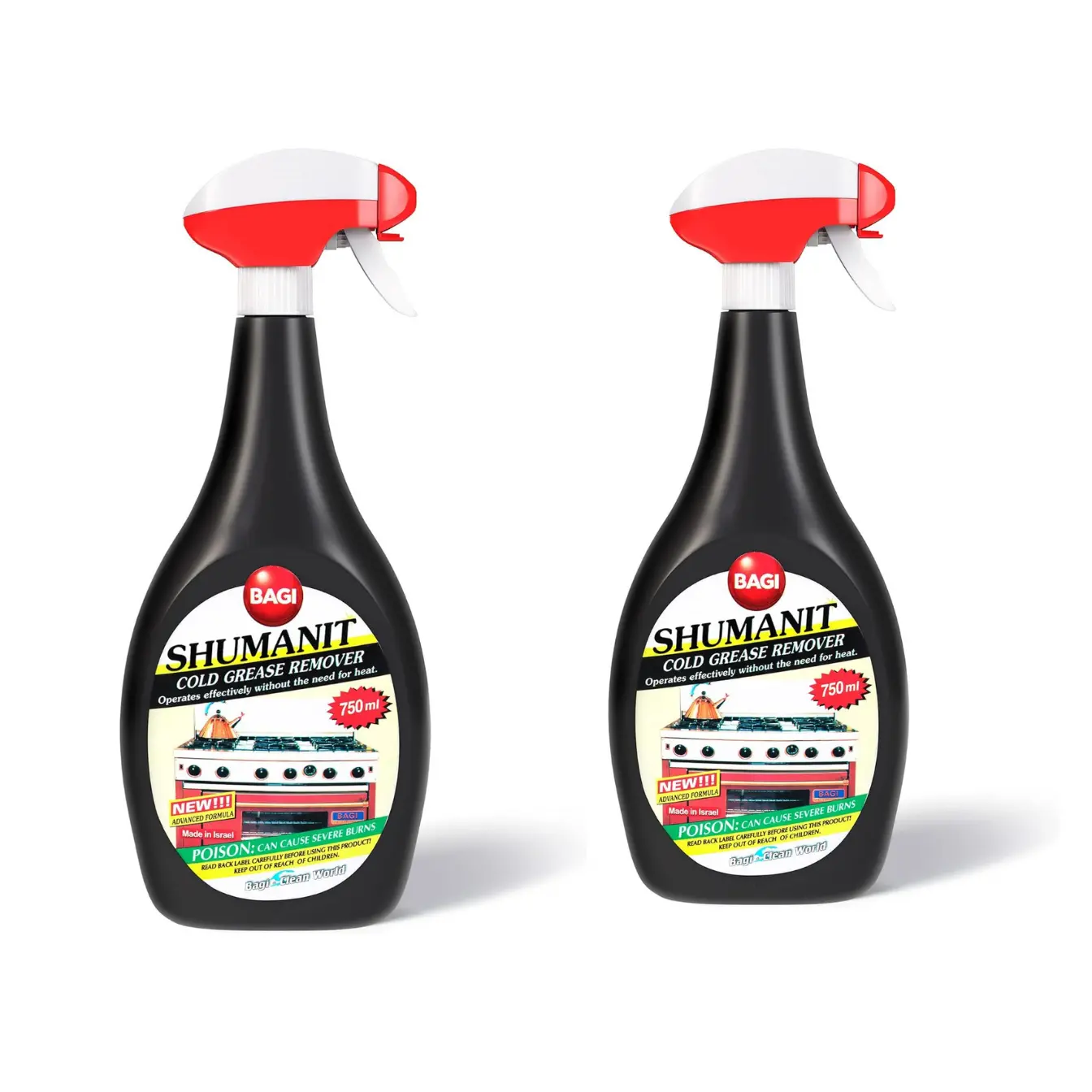 SHUMANIT 2-Pack Aerosol Can Kitchen Cold Grease Remover Spray - Lemon-Scented Water Base Easy-Remove High Efficiency Cleaner for Immediate Stubborn Burnt Residue Removal (9+ fl oz) Home Supplies