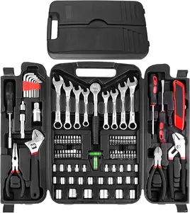 95-Piece Tool Set, Car Tool Kit, Mechanics Tool Set with Portable Toolbox, Including Adjustable Wrench, Pliers, and Socket Bits, with Plastic Storage Case, Ideal for Home, Apartment, or Garage Use,Father'sDayGift ,Heavy Duty Screwdriver Ratchet Metal