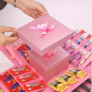 4-Layer Christmas Santa Explosion Box, Money Slot & Snack Compartments, Valentine's Birthday Surprise Gift Box, The Love Box for Holidays (Excluding snacks)