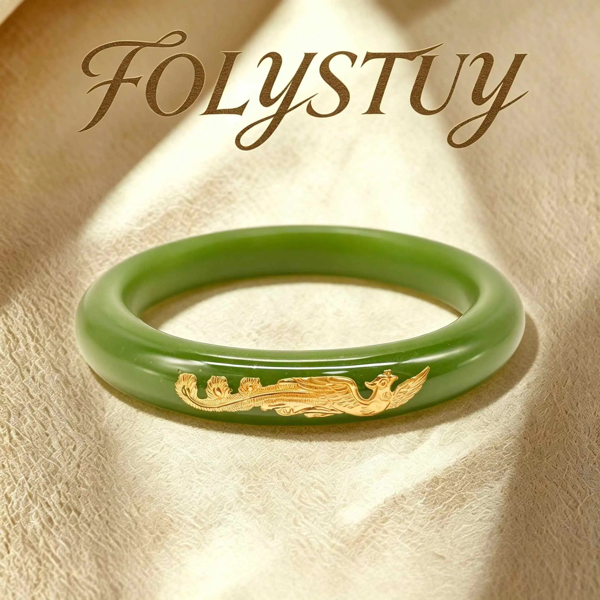 [Jade Bangle]【FOLYSTUY (JXY72)】 Jade Dragon and Phoenix Pendant for Men and Women - Daily Elegant Unisex Bangle