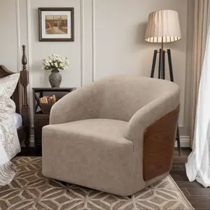 Baliaa Swivel Accent Liberator Chair Faux Leather Boucle Ergonomically Adjustable Seat Mid Century Modern Upholstered Metal Base Armchair for Bedroom Living Room