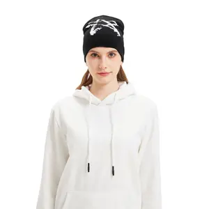 2THESTARS Y2K Beanie Hat for Men & Women Trendy Soft Stretchable Winter Cap Warm Comfortable Cold Weather Knit Accessory with Gothic Spider Pentagram Design Alternative Fashion