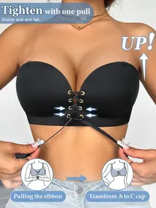Add Two Cups Bras for Women,Sexy Push-Up Wireless No Underwire Bra Bralette, Invisible Back Design,Adjustable Strapless Design Bandeau bra, Comfortable Breathable Smooth Women's lingerie, Fit for Daily Wear, Dates,backless dresses, off-shoulder dresses