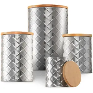 (R)  Stainless Steel Canister Set for Kitchen Counter, -Grade Canister Set of 4, Airtight Lids, Sugar and Flour Containers for Countertop, Coffee and  Storage, Farmhouse Decor