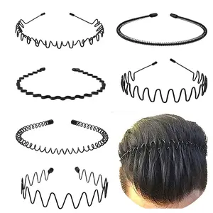 Headbands for Men Fashion Headband for Women, Unisex Wavy Hair Bands Outdoor Sports Head Bands Simple Elastic Non-Slip Hair Accessories (6 Pack)