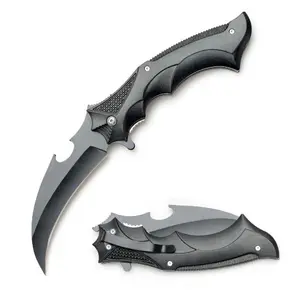 10” XL Pocket Knife Black Hawkbill Blade Pruning Knife Spring Assist Folding Knife