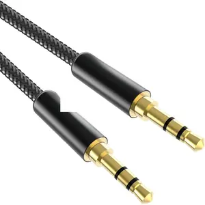 3.5mm Nylon Braided Aux  (3.3ft/1m,Hi-Fi Sound), Audio Auxiliary Input Adapter Male to Male Cord for Headphones, ,  Stereos, Speaker, , iPad, iPod, Echo &  - Black