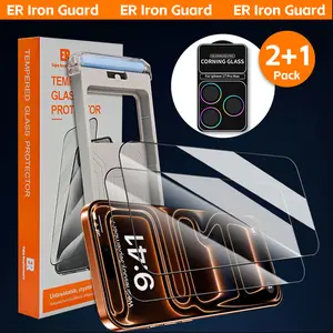 [Corning Glass]ER Iron Guard Anti-Reflective Screen Protector Kit for iPhone 17 – 2x Corning  Anti-Reflective Film  + 1x Sapphire Lens Protector, Anti-Glare,Bubble-Free, Easy Install