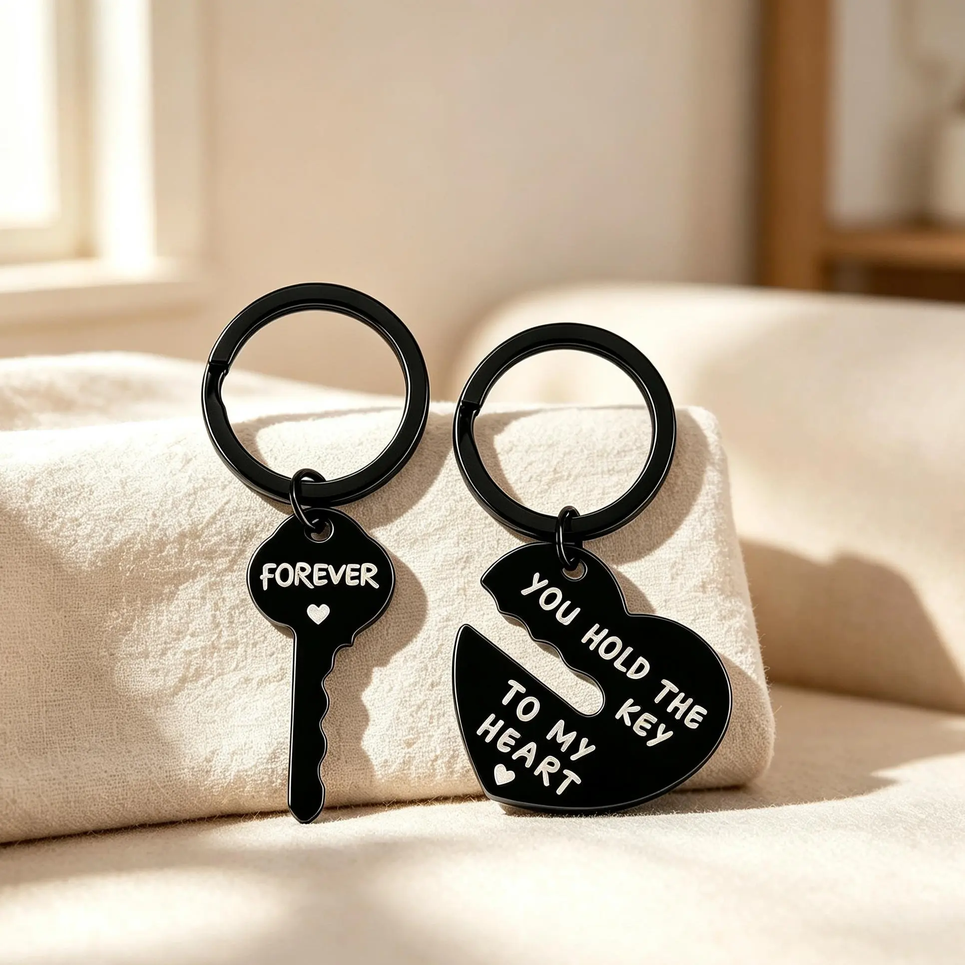 2 Piece Set Men Women Cute Heart Key Keychain Couple Keychain Couple Keychain Fashion Accessories Gift