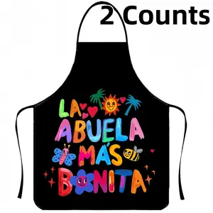 Beautiful NANA Print Polyester Apron Set, 2 Counts ﻿Mother's Day Gift Apron,Cool Summer Cooking Apron,Apron for Women,Gift for Daughter&Mother&Wife,Nails Design Tool,﻿Kitchen Essential,Cleaning Tool