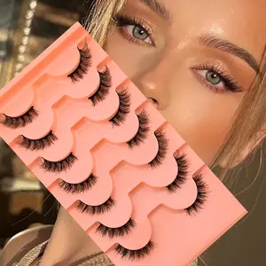 Natural Fluffy Half Eye False Eyelashes, 7 Pairs Wispy Faux Cluster Lashes, Natural Curling Eye Makeup Strip Lashes, Full Volume Eyelash for Lashes Extensions, Volumized False Eyelashes, Cosmetic False Lashes