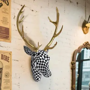 Modern Mosaic Deer Head Wall Hanging Art, Resin Sculpture for Living Room, Office, Cabin, Lightweight Elegant Home Decor, Decoration