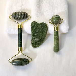 3 Piece Jade Roller & Gua Sha Set, Manual Beauty Tools Facial Beauty Instrument Facial Care Tool for Face Eye Neck Forehead, No Fragrance, Mother's Day Gift