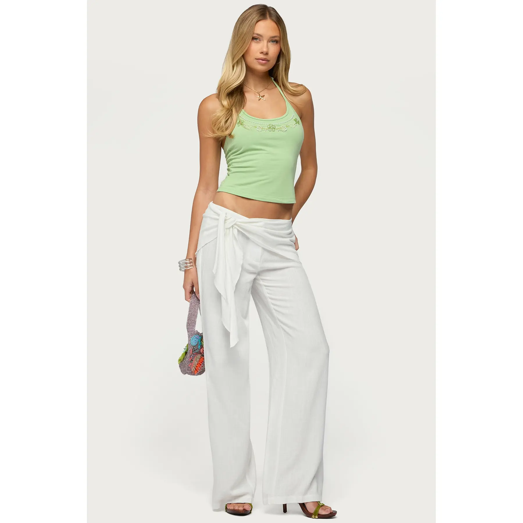 Suki Sarong Belt Linen Look Pants