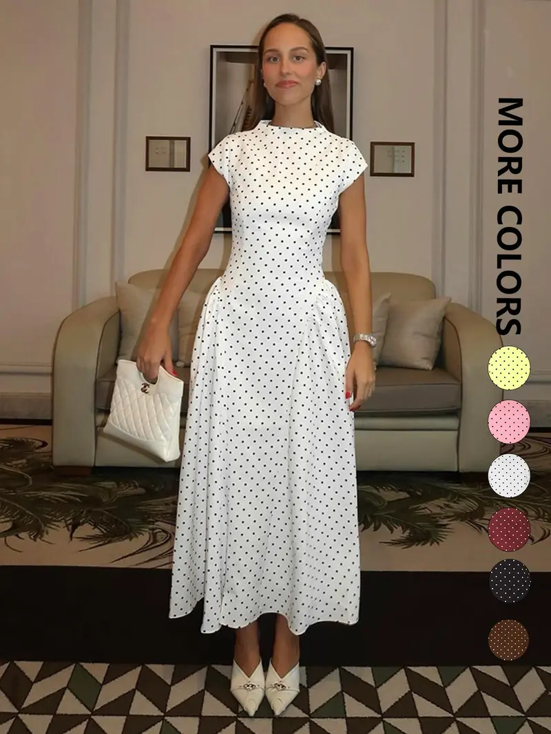white polka dot bodycon dress CircleArt Polka Dot Print Silhouette Dress, Creme  ShopArtReportToday.com