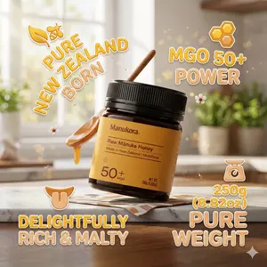 Raw Manuka Honey MGO 50+, New Zealand Honey, Superfood, 2000+ Natural Compounds, Non-GMO, 3rd-Party Tested, Glyphosate Residue Free, Traceable Hive-to-Hand, Immune and Daily Wellness Support, 250g