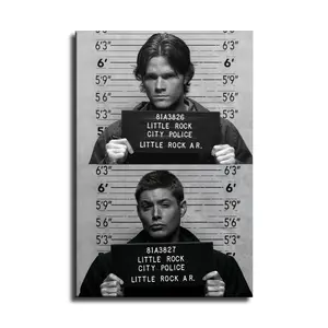 Supernatural Mugshot Dean and Sam Winchester Canvas Print Posters Wall Art Painting Canvas Gift Living Room Prints Bedroom Decor Poster Art