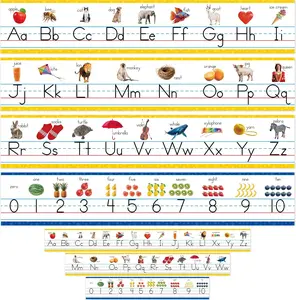 Alphabet & Number Line Bulletin Board Set, 12 count ABC & 123 Wall Decorations 26 Upper & Lower Case Letters Plus Numbers 0-10 for ,  Classroom Playroom Bedroom Decors