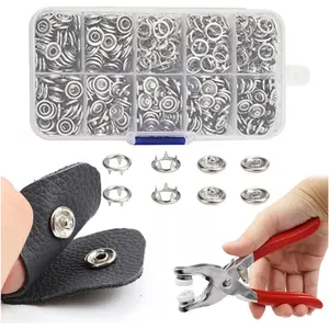 Metal Snap Kit - 800PCS Fastener Pliers Tool with 200 Sets 3/8 Inch Snaps, Stainless Steel Installation Tool for DIY Crafting, Clothing (9.5mm/Silver)