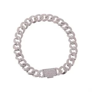 8mm Solid Men's Cuban Bracelet, Fashion Men's Cuban Bracelet, Platinum Plated Cuban Bracelet, Copper Cuban Bracelet, Zirconia Cuban Bracelet, Imitation Gold Reinforced Bracelet